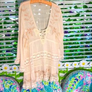 Boston Proper Cream Embroidered Top